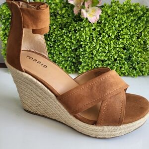 Torrid Brown Espadrille Wedges.